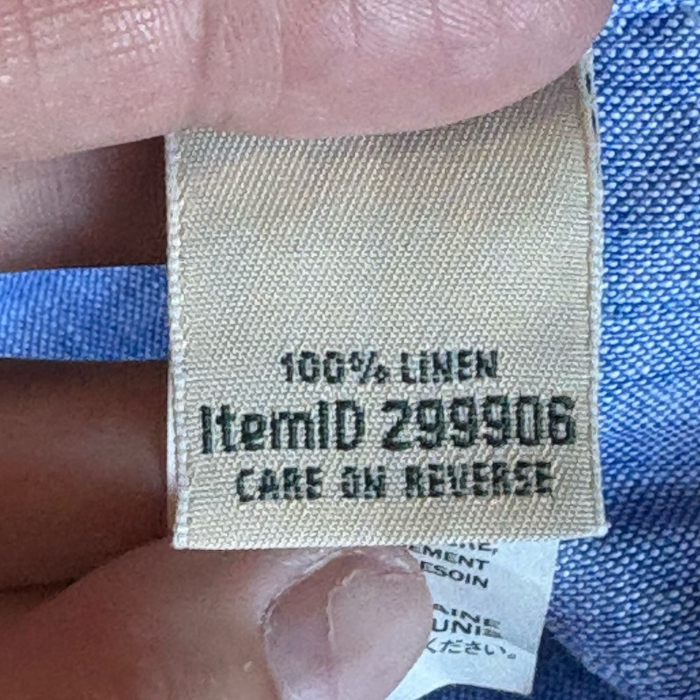 Light Blue Linen Button-Up Shirt - Women's Classic Long Sleeve - Picture 4 of 5